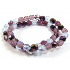 Strand Firepolish Glass Beads 6mm Amethyst/ Purple Mix