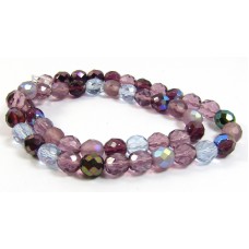 Strand Firepolish Glass Beads 8mm Amethyst/ Purple Mix