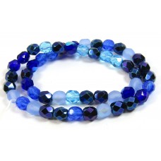 Strand Firepolish Glass Beads 6mm Blue Mix