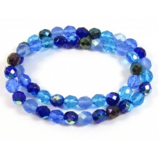 Strand Firepolish Glass Beads 8mm Blue Mix