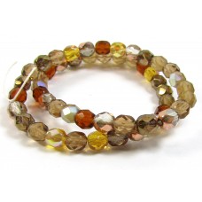 Strand Firepolish Glass Beads 6mm Caramel Mix
