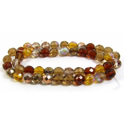 Strand Firepolish Glass Beads 8mm Caramel Mix
