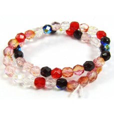 Strand Firepolish Glass Beads 6mm Berry Mix
