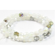 Strand Firepolish Glass Beads 6mm Snow Mix