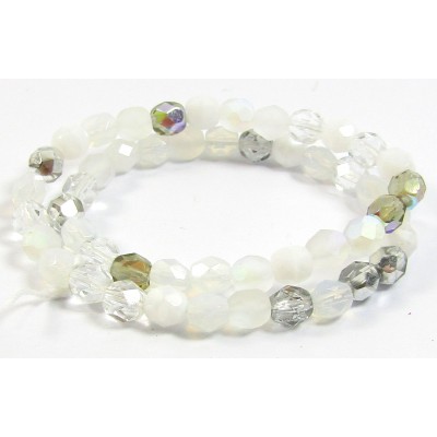 Strand Firepolish Glass Beads 6mm Snow Mix