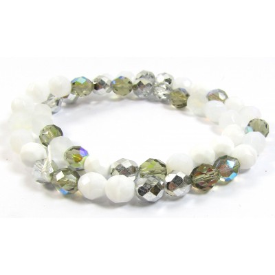 Strand Firepolish Glass Beads 8mm Snow Mix