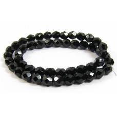 Strand Firepolish Beads 6mm Jet.