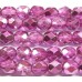 1 Strand Firepolish Beads 6mm Metallic Rose Pink.