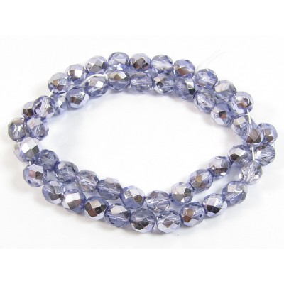 1 Strand Firepolish Beads 8mm Metallic Lavender.