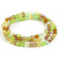 1 Strand Firepolish 4mm Faceted Planet Earth Colour Mix Beads