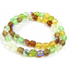 1 Strand Firepolish 6mm Faceted Planet Earth Colour Mix Beads