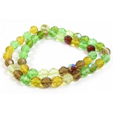 1 Strand Firepolish 8mm Faceted Planet Earth Colour Mix Beads