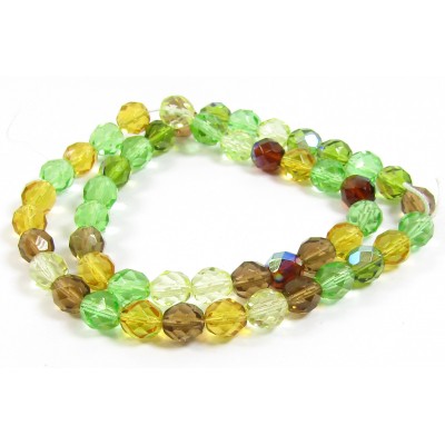 1 Strand Firepolish 8mm Faceted Planet Earth Colour Mix Beads