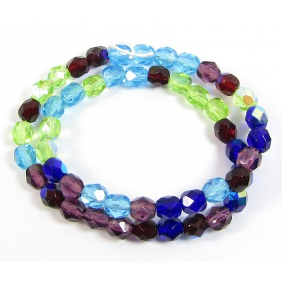 1 Strand Firepolish 6mm Faceted Taffeta Colour Mix Beads