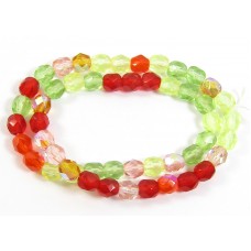 1 Strand Firepolish 6mm Faceted Citrus Colour Mix Beads