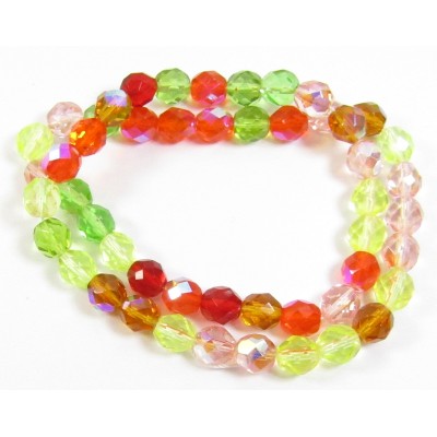 1 Strand Firepolish 8mm Faceted Citrus Colour Mix Beads