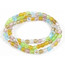1 Strand Firepolish 4mm Faceted Sun and Sky Colour Mix Beads
