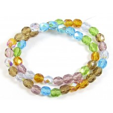 1 Strand Firepolish 6mm Faceted Sun and Sky Colour Mix Beads