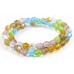 1 Strand Firepolish 6mm Faceted Sun and Sky Colour Mix Beads