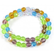 1 Strand Firepolish 8mm Faceted Sun and Sky Colour Mix Beads