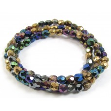 1 Strand Firepolish 4mm Faceted Precious Metals Colour Mix Beads