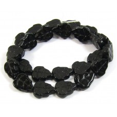 Strand Jet Black Leaf Czech Glass 12mm Beads