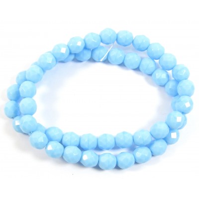 1 strand 8mm Czech Glass faceted round beads - Turquoise