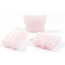 20 Czech Glass Beads  – Milkshake Pink 15mm Butterfly