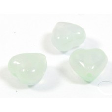 50 Czech Glass Milky Aquamarine 6mm Heart Beads