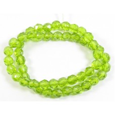 Strand Faceted Firepolish Glass Beads 6mm Peridot Green