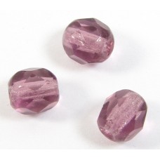 50 Amethyst Round 6mm Firepolish Beads