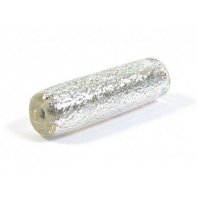 1 Silver Clear Dichroic Glass 20mm Tube Bead