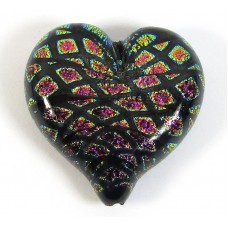 1 Rainbow Mosaic Dichroic Glass Heart Pendant