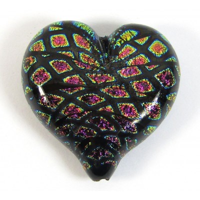 1 Rainbow Mosaic Dichroic Glass Heart Pendant