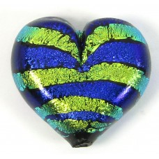 1 Purple Green Stripe Dichroic Glass Heart Pendant