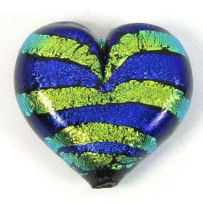 1 Purple Green Stripe Dichroic Glass Heart Pendant