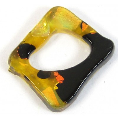 1 Small Dichroic Glass Square Donut Topaz