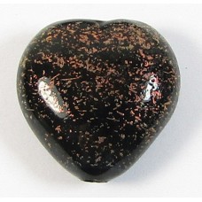 16mm Heart Dichroic Glass Copper Black