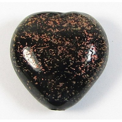 16mm Heart Dichroic Glass Copper Black