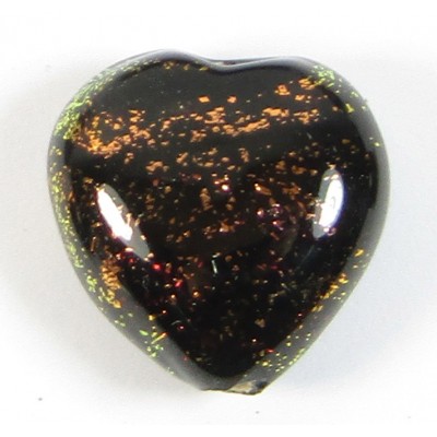 16mm Heart Dichroic Glass Burnt Orange Black