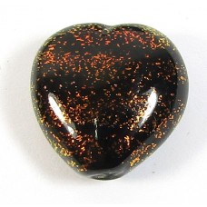 16mm Heart Dichroic Glass Burnt Red Black