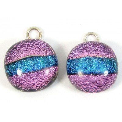 Pair Dichroic Glass Charm Pendants