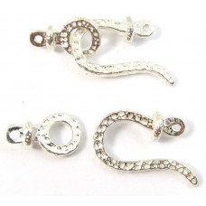 1 Sterling Silver Hammered Hook and Ring 2-Part Clasp