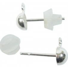 1 Pair Sterling Silver Bali Ear Studs and Plastic Stops