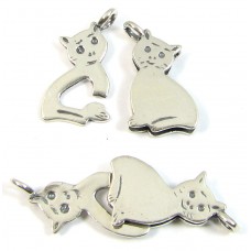 1 Sterling Silver 2-Part Cat Clasp