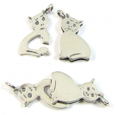 1 Sterling Silver 2-Part Cat Clasp