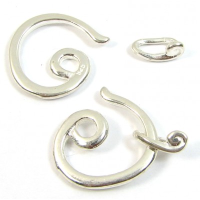 1 Sterling Silver Precious Curl Hook and Eye 2-Part Clasp