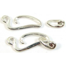 1 Sterling Silver Swan Swirl Hook & Eye Type Clasp