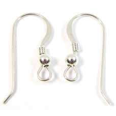 1 Pair Sterling Silver Earwires Earring Fittings -22mm With Coil & Ball