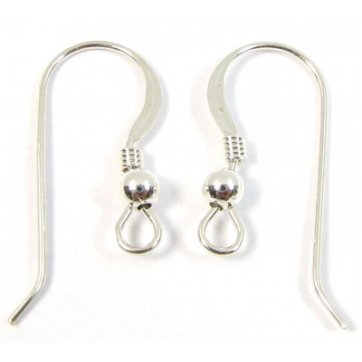 1 Pair Sterling Silver Earwires Earring Fittings -22mm With Coil & Ball